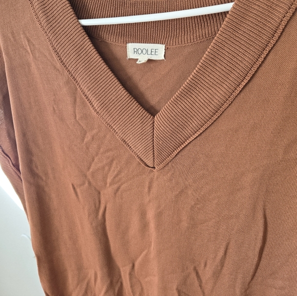 Roolee Rust V Neck Sweater Dress - Picture 2 of 2